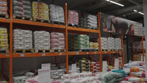Large selection of building materials in hardware store. Minsk, Belarus, 2023 Stock Footage 252199051