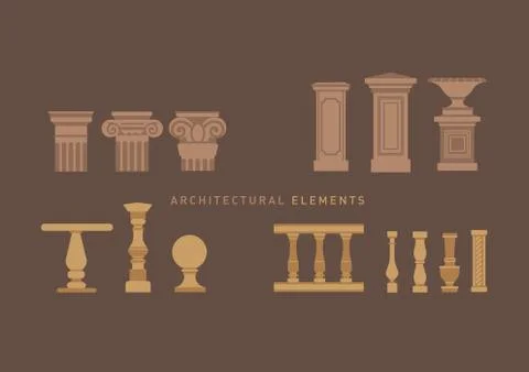 A large series of architectural elements. Stock Illustration
