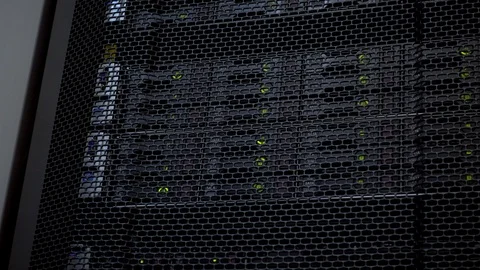 A large server room inside a cloud computing data center. Blinking LEDs of 스톡 동영상 107152558