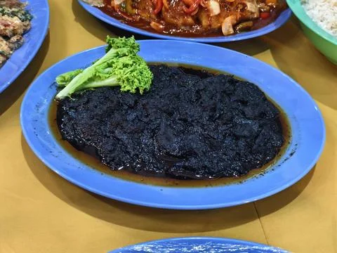 A large serving of Daging Masak Hitam (Malaysian dark beef stew) Stock Photos