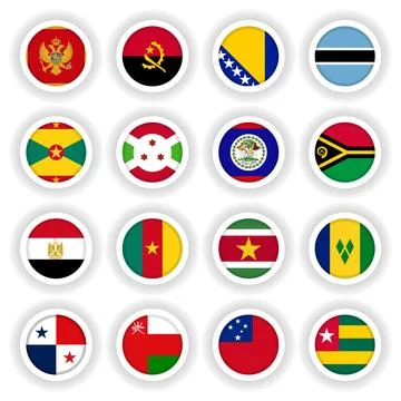 Large set of 3D flag buttons Stock Illustration