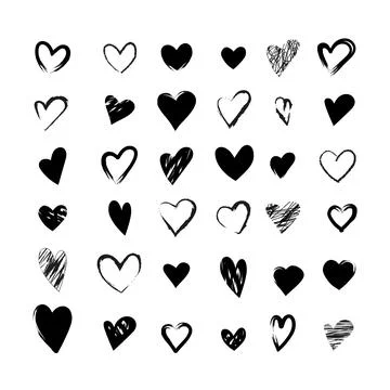 Large set of black hearts Stock Illustration