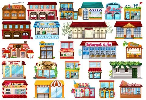 Large set of buildings Ilustración de archivo