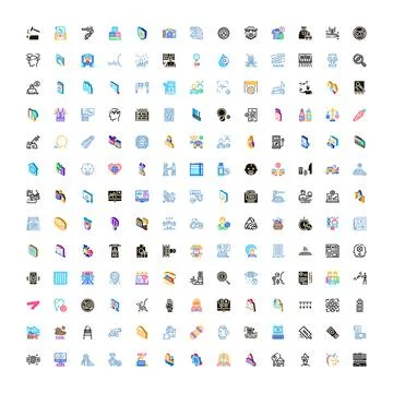 Large set of business technology and health icons Stock Illustration