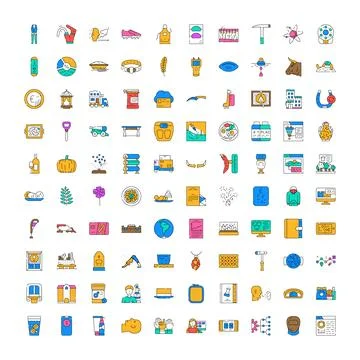 Large set collecting outline colored web icons イラスト素材