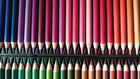 A large set of colored pencils Video stock 306009704