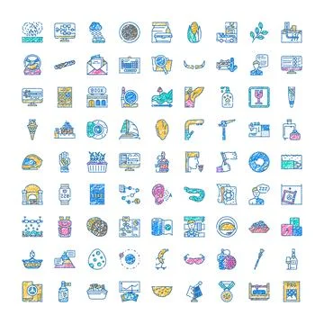 Large set colorful hand drawn doodle icons 스톡 일러스트