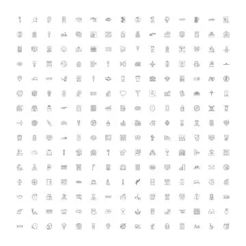 Large set containing various outline business icons Stock Illustration