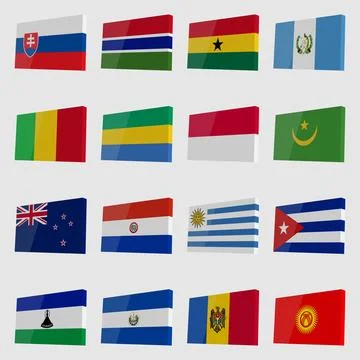 Large set of country flags with highlights 스톡 일러스트