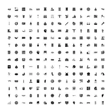 Large set of diverse black web icons 스톡 일러스트