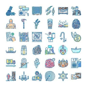 Large set of diverse hand drawn doodle icons Stock Illustration