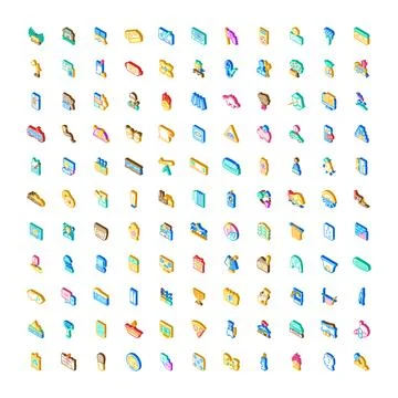 Large set of diverse isometric line icons Stock Illustration