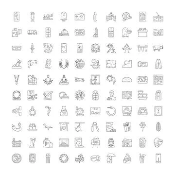 Large set of diverse line art icons Stock Illustration