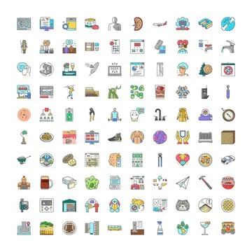 Large set of diverse line art icons 스톡 일러스트