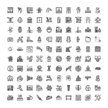 Large set of diverse line icons for various concepts Stock Illustration