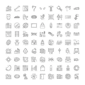 Large set of diverse linear icons covering many concepts 스톡 일러스트