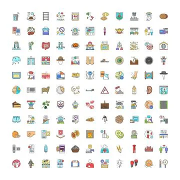 Large set of diverse outline icon collection Illustrazione stock
