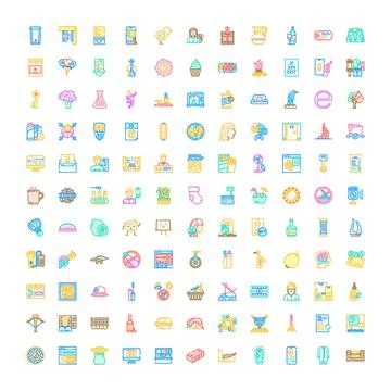 Large set of diverse outline linear icons Stock Illustration