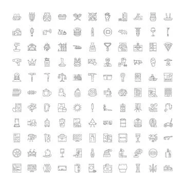 Large set of diverse outline linear icons Ilustración de archivo