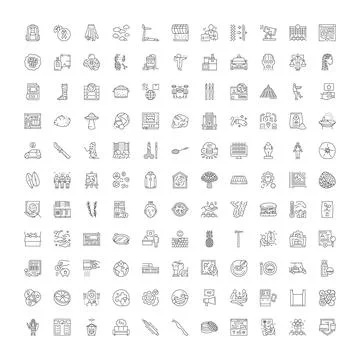 Large set of diverse outline linear icons Illustrazione stock