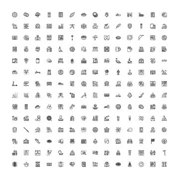 Large set of diverse outline vector icons Illustrazione stock