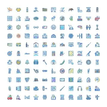 Large set of diverse scribble hand drawn icons Stock Illustration