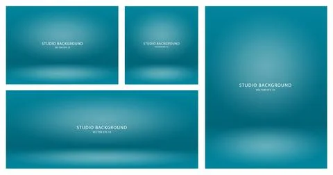 A large set of empty blue studio backgrounds. A collection of empty studio rooms Stock Illustration