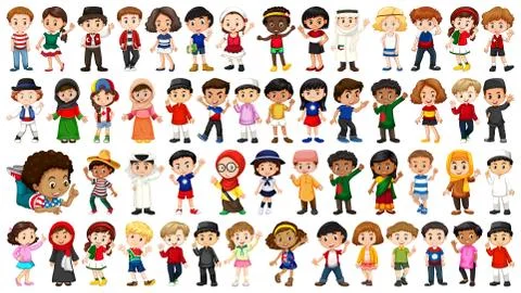 Large set of ethnical people Stock Illustration