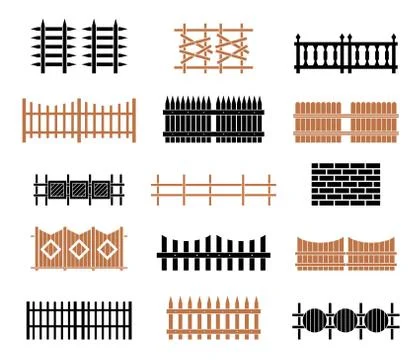 A large set of fences. Illustrazione stock