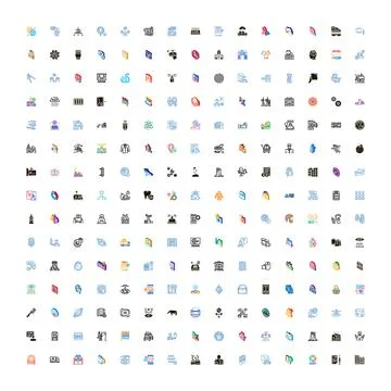 Large set of flat design business technology icons Stock Illustration