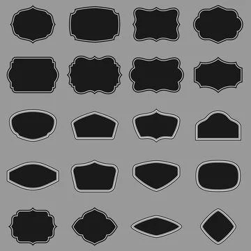 Large set of flat shields with contours over grey background. Stock-Illustration