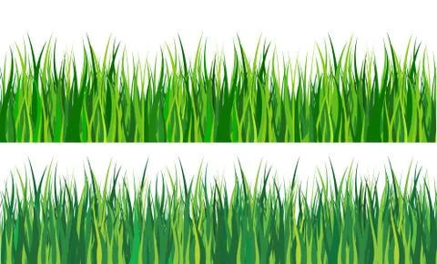 Large set of fresh green spring grass two borders in lengths and densities fo Stock Illustration