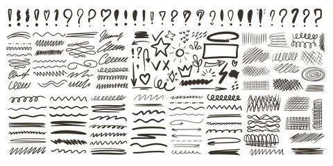 Large set hand-drawn elements for design Stock Illustration