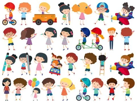 Large set of isolated objects of many kids Stockillustratie
