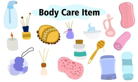 A large set of items for the bathroom and shower. Face and body care. Scents for 스톡 일러스트