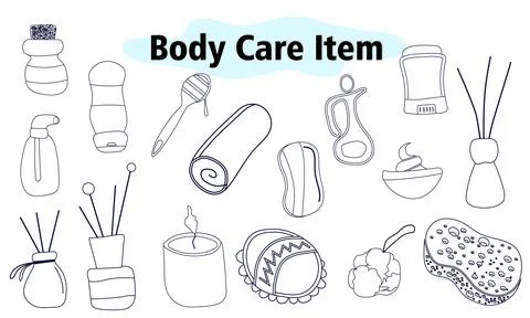 A large set of items for the bathroom and shower. Face and body care. Scents for 스톡 일러스트