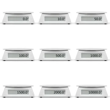 Large set of kitchen scales with different indications Stock Illustration