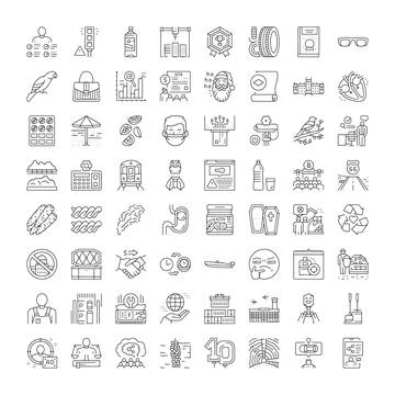Large set linear icons various topics concepts objects Stockillustratie