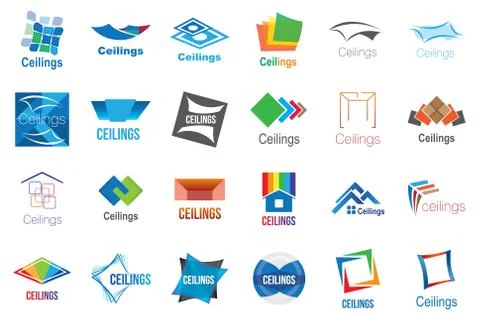 Large set of logos for ceilings, tiles Stock Illustration