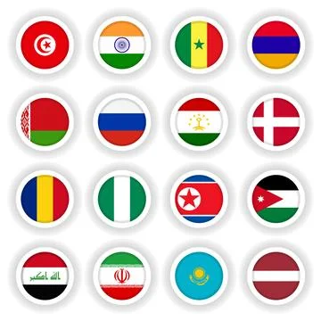 Large set of national flags 3D Stock Illustration