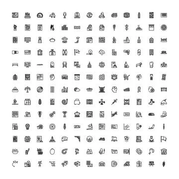 Large set of outline vector universal icons 스톡 일러스트