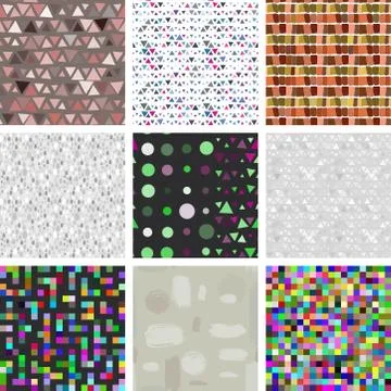 Large set of Seamless pattern of triangles. ink brush strokes abstract pattern Stock Illustration