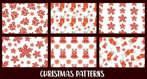 Large set of seamless patterns. Christmas and New Year. 2020. Gingerbread coo Stock Illustration
