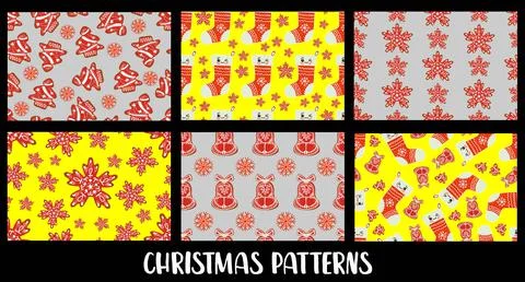 Large set of seamless patterns. Christmas and New Year. 2020. Gingerbread coo Stock Illustration