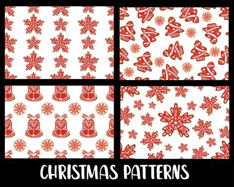 Large set of seamless patterns. Christmas and New Year. 2020. Gingerbread coo Stock Illustration