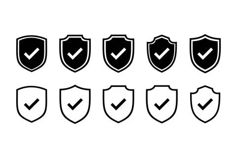 Large Set of Shield Checkmark Icons 스톡 일러스트
