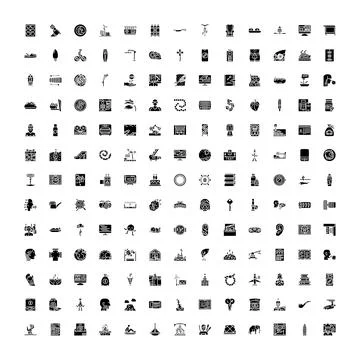 Large set of simple glyph icons for websites and applications 스톡 일러스트