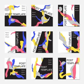 A large set of social media post templates. For personal and business account Illustrazione stock