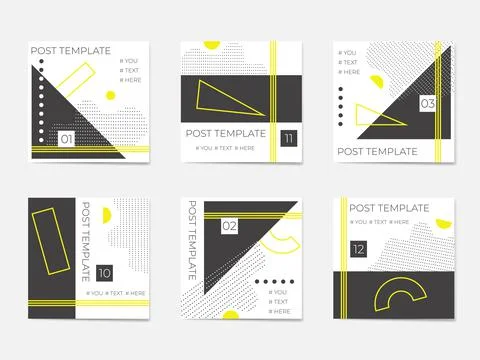 A large set for social media post templates. For personal and business accoun Illustrazione stock