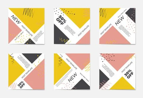 A large set for social media post templates. For personal and business accoun Illustrazione stock